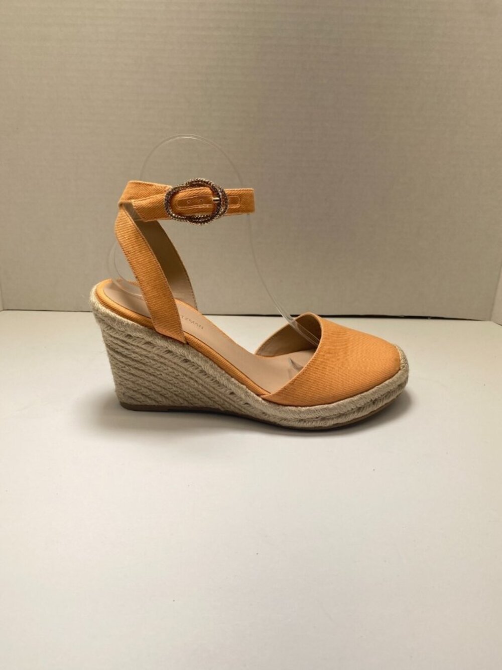Stuart Weitzman Women's Natural Crystal Buckle Espadrille Wedge Sandal Sz 11 - Picture 3 of 6